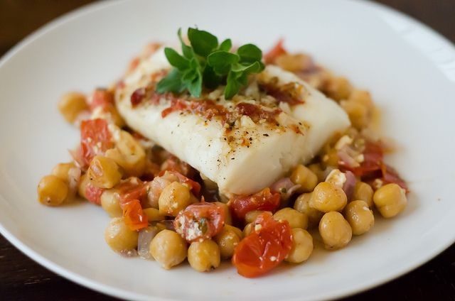 Cod Recipe with Chickpeas & Tomatoes